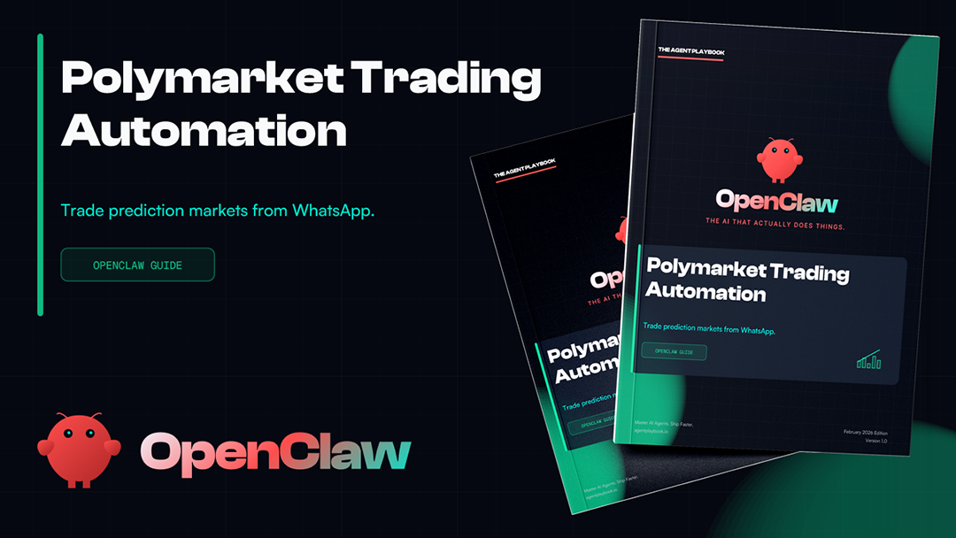 Polymarket Trading guide cover - Automate prediction market trades via WhatsApp or Telegram. 